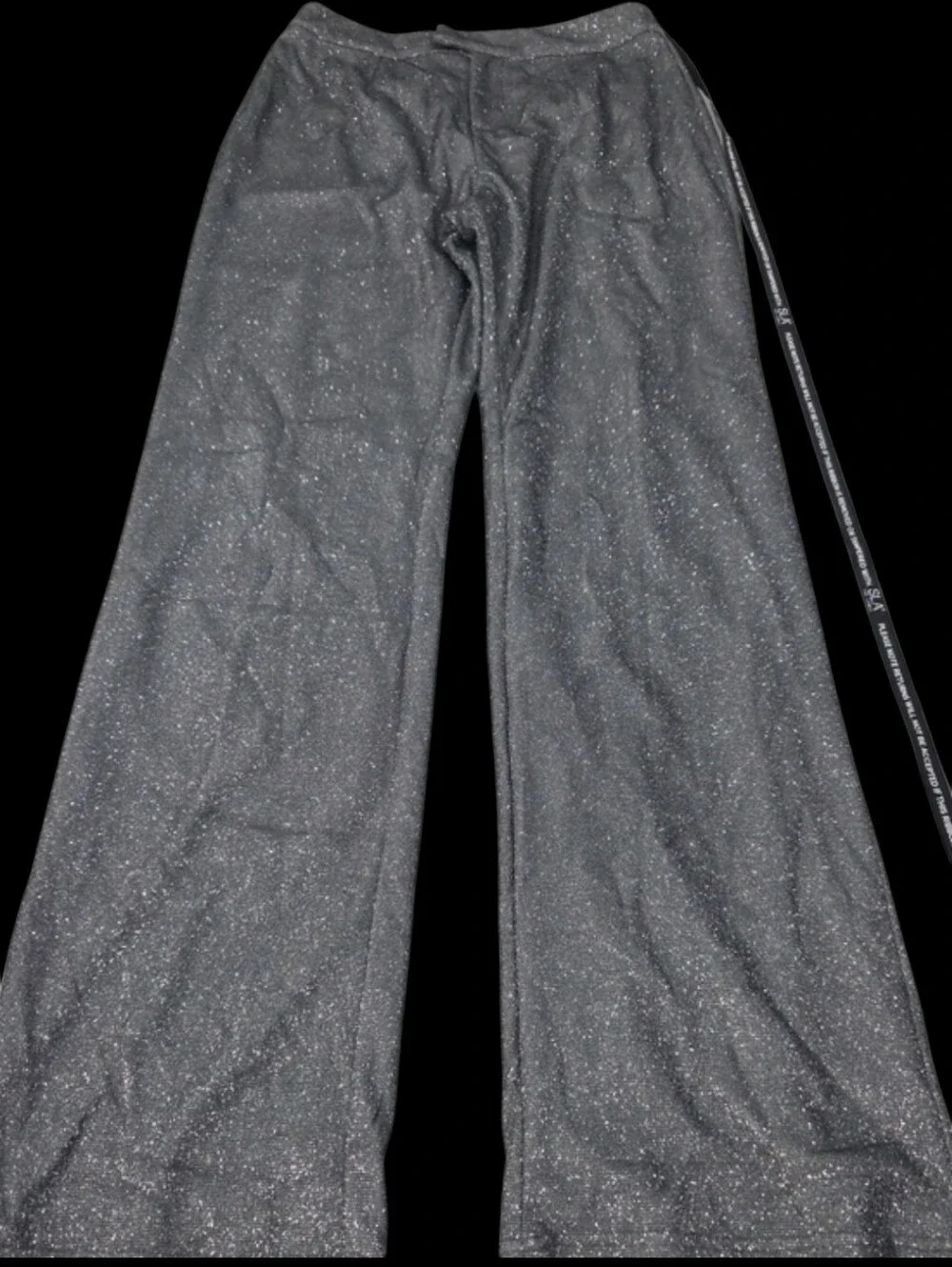 SLA The Label Santorini Womens Glitter Grey Wide-Leg Trousers M